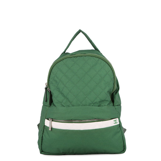 CHANEL CC Logo Backpack Green Nylon