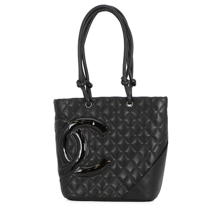 CHANEL Cambon line Tote Bag BlackA25167 Lambskin Patent Leather Size Medium