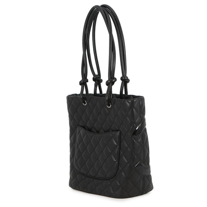 CHANEL Cambon line Tote Bag BlackA25167 Lambskin Patent Leather Size Medium