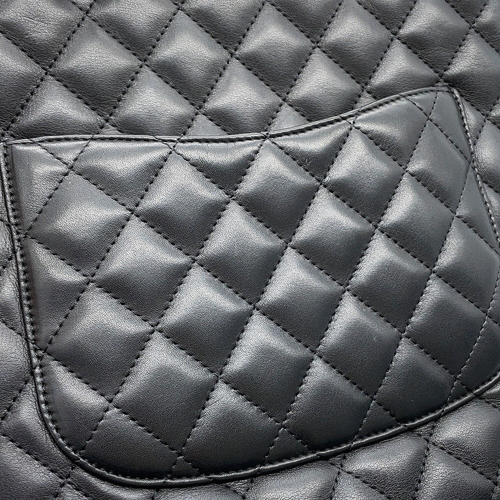 CHANEL Cambon line Tote Bag BlackA25167 Lambskin Patent Leather Size Medium