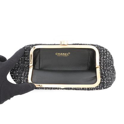CHANEL Crystal Party Bag Black Tweed