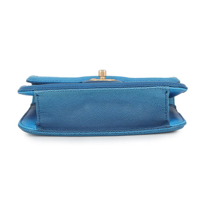 CHANEL Matelasse Chain Crossbody Bag Blue Caviar Leather