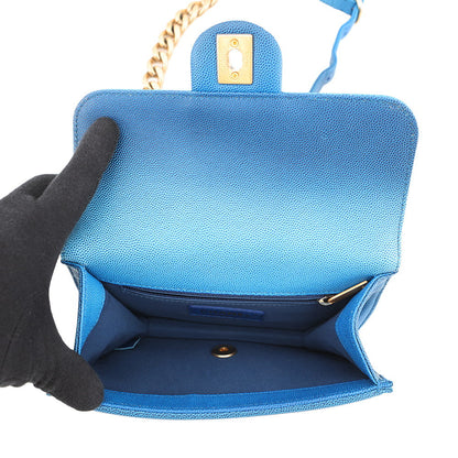 CHANEL Matelasse Chain Crossbody Bag Blue Caviar Leather