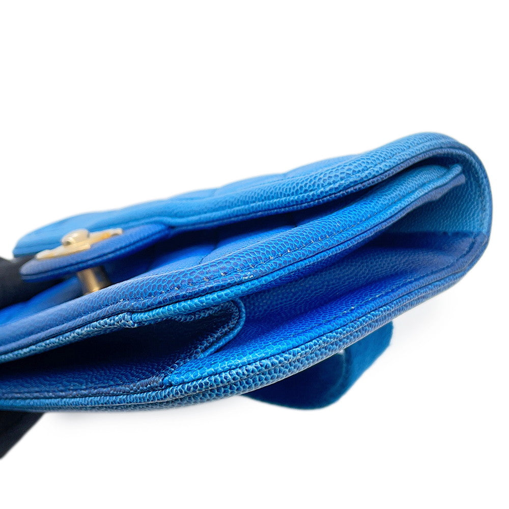 CHANEL Matelasse Chain Crossbody Bag Blue Caviar Leather