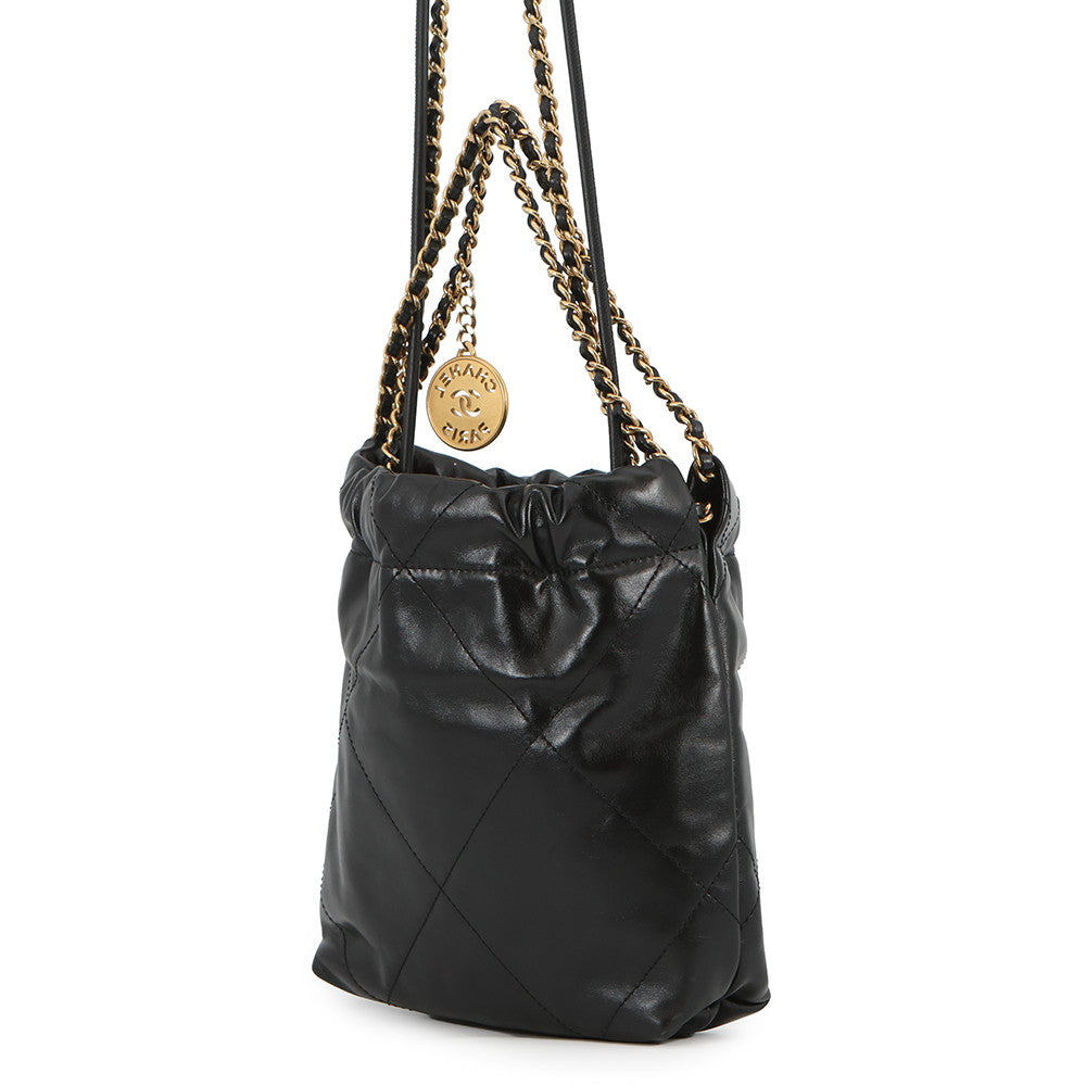 CHANEL CHANEL22 ChainBag BlackAS3980 Shiny Calf Leather Size Mini