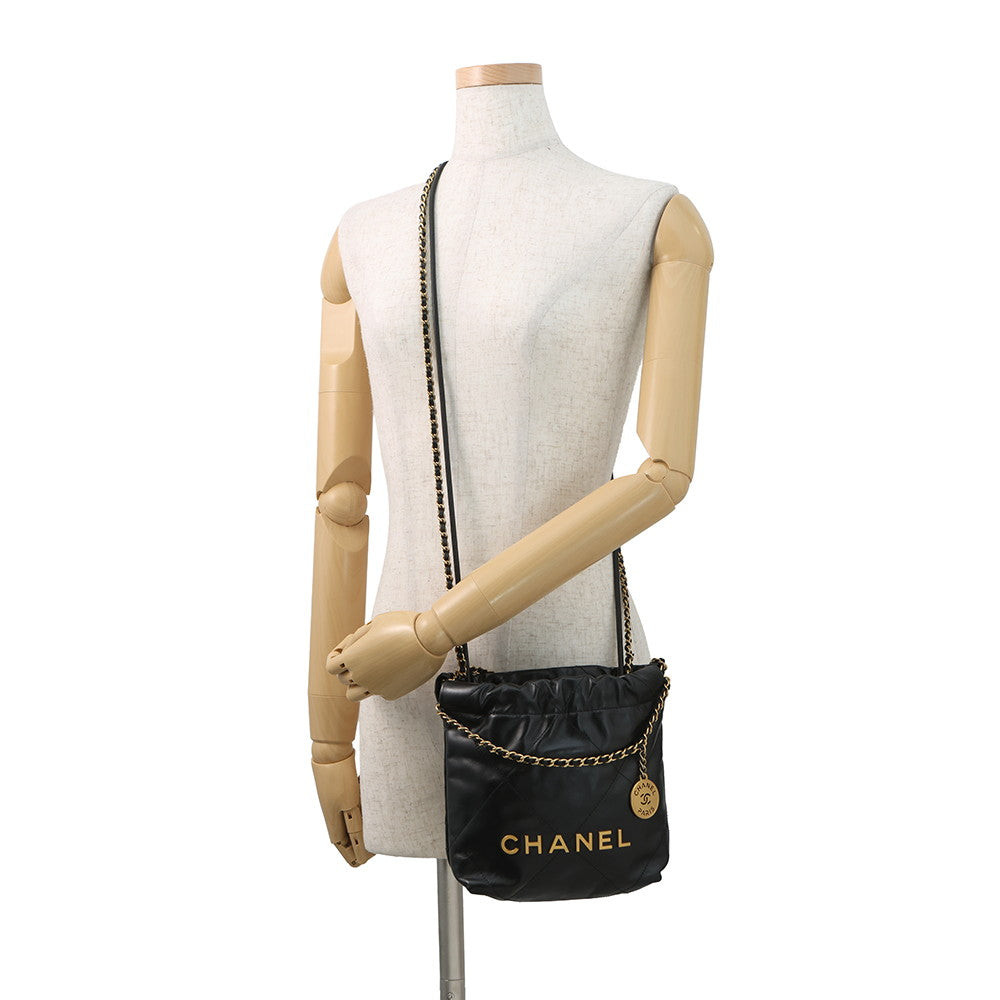 CHANEL CHANEL22 ChainBag BlackAS3980 Shiny Calf Leather Size Mini