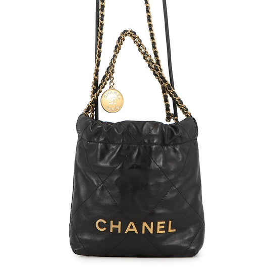 CHANEL CHANEL22 ChainBag BlackAS3980 shiny calf Size Mini