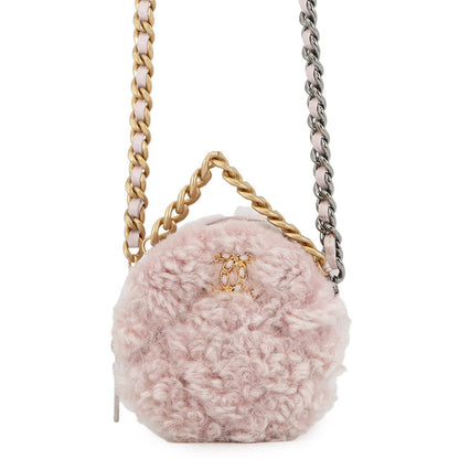 CHANEL CHANEL19 Round ChainShoulder Bag PinkAP0945 Fur Lambskin