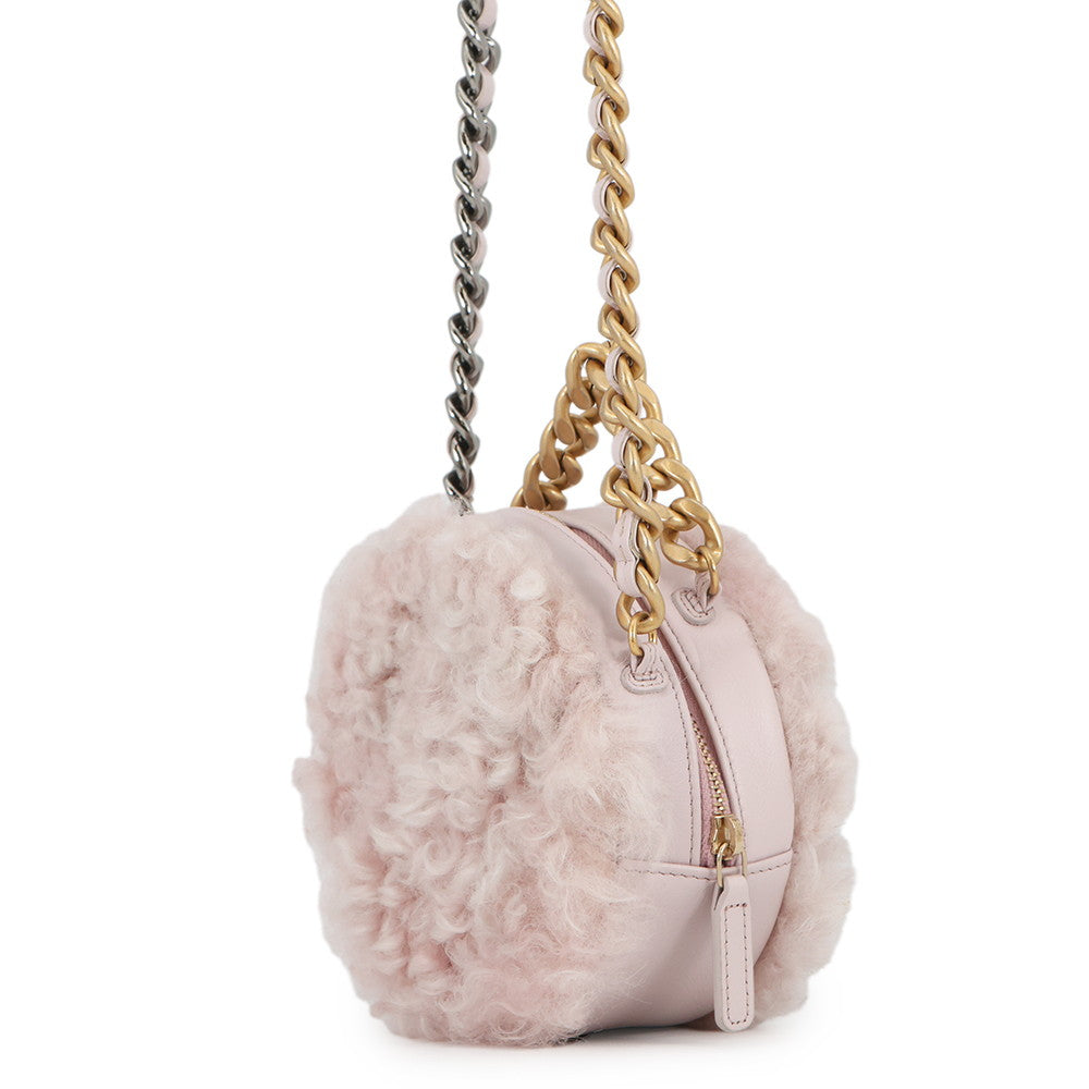 CHANEL CHANEL19 Round ChainShoulder Bag PinkAP0945 Fur Lambskin