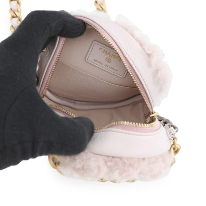 CHANEL CHANEL19 Round ChainShoulder Bag PinkAP0945 Fur Lambskin