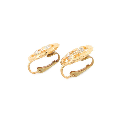 CHANEL CC Logo Vintage Earring Gold Gold Plated Rhinestone
