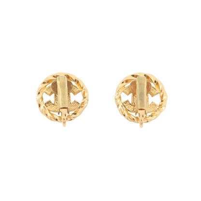 CHANEL CC Logo Vintage Earring Gold Gold Plated Rhinestone