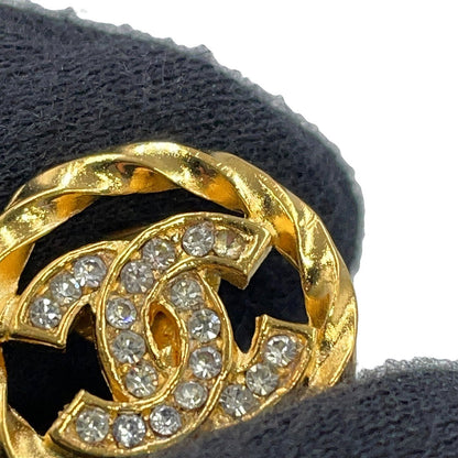 CHANEL CC Logo Vintage Earring Gold Gold Plated Rhinestone