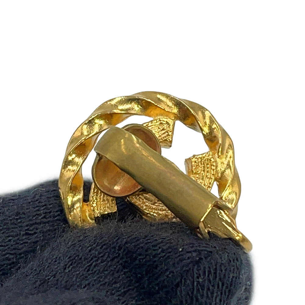 CHANEL CC Logo Vintage Earring Gold Gold Plated Rhinestone