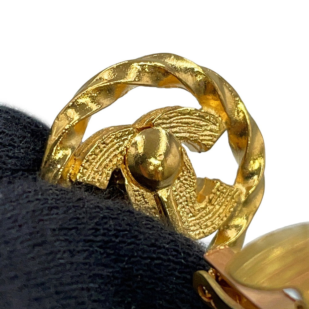 CHANEL CC Logo Vintage Earring Gold Gold Plated Rhinestone