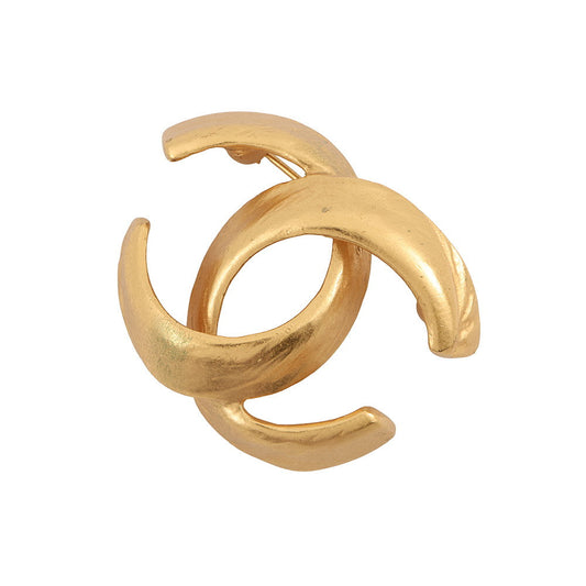 CHANEL CC Logo Brooch Gold Gold Plated