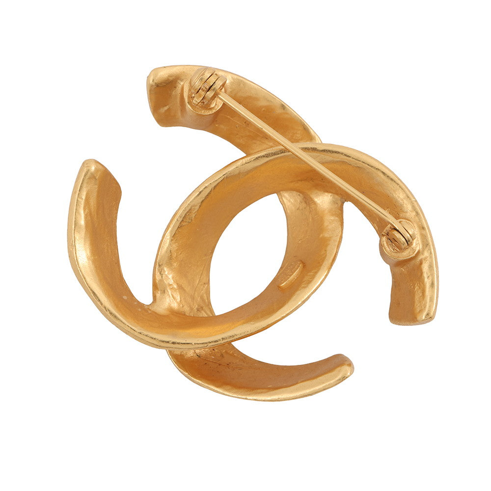 CHANEL CC Logo Brooch Gold Gold Plated
