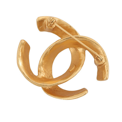 CHANEL CC Logo Brooch Gold Gold Plated