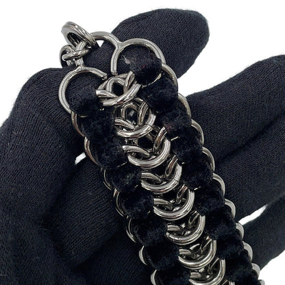 CHANEL CC Logo ChainBracelet Black/Silver Metal Velvet Rhinestone Faux Pearl