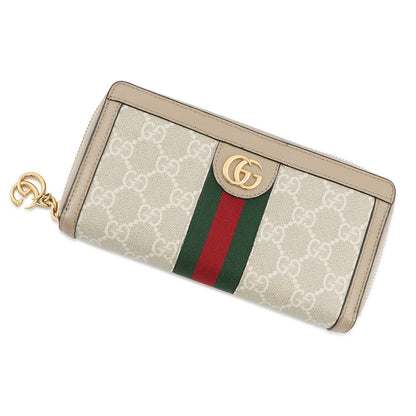 GUCCI GG Supreme Ophidia Zip-Around Wallet Beige/White523154 GG Supreme/Leather