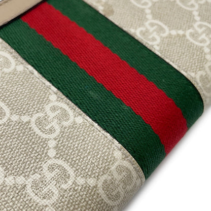 GUCCI GG Supreme Ophidia Zip-Around Wallet Beige/White523154 GG Supreme/Leather