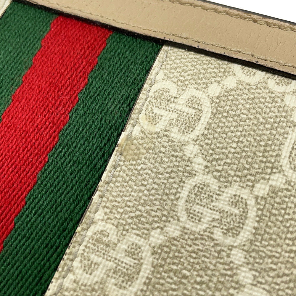 GUCCI GG Supreme Ophidia Zip-Around Wallet Beige/White523154 GG Supreme/Leather