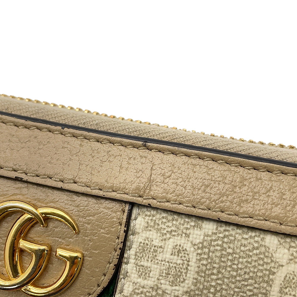 GUCCI GG Supreme Ophidia Zip-Around Wallet Beige/White523154 GG Supreme/Leather