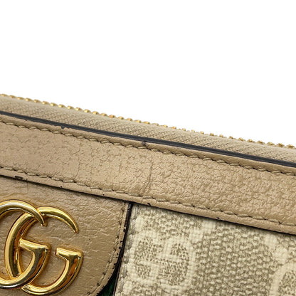 GUCCI GG Supreme Ophidia Zip-Around Wallet Beige/White523154 GG Supreme/Leather