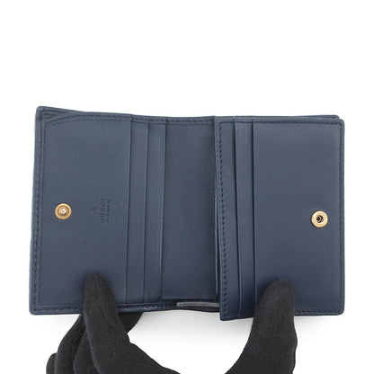 GUCCI GG Marmont Double G Mini Wallet Blue/Multicolor466492 Denim/Leather
