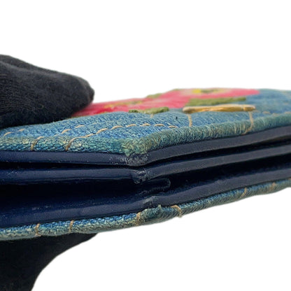 GUCCI GG Marmont Double G Mini Wallet Blue/Multicolor466492 Denim/Leather