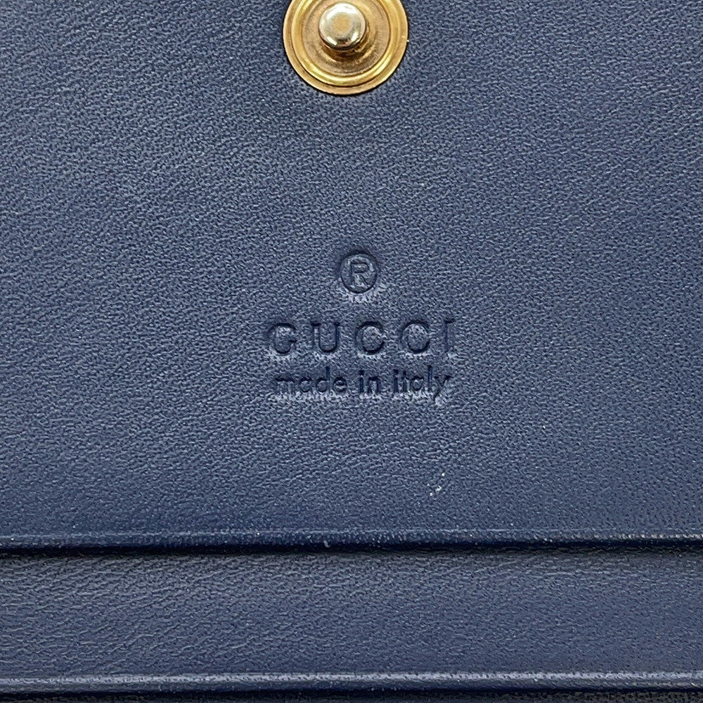 GUCCI GG Marmont Double G Mini Wallet Blue/Multicolor466492 Denim/Leather