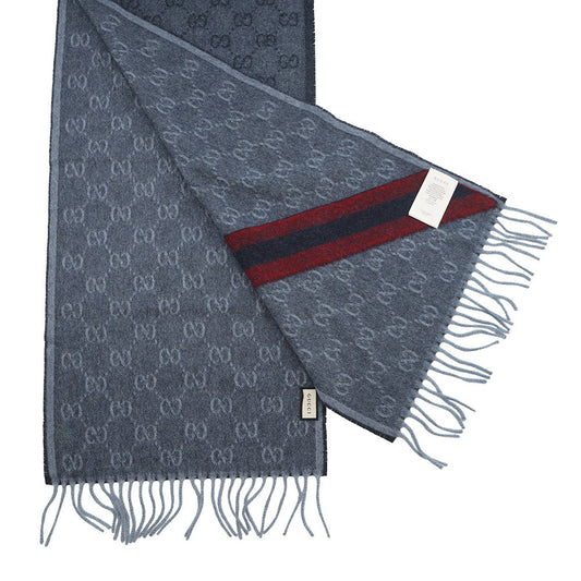 GUCCI Webbing line Scarf Midnight Blue570603 3GB18 4068 Wool 75% Alpaca25%