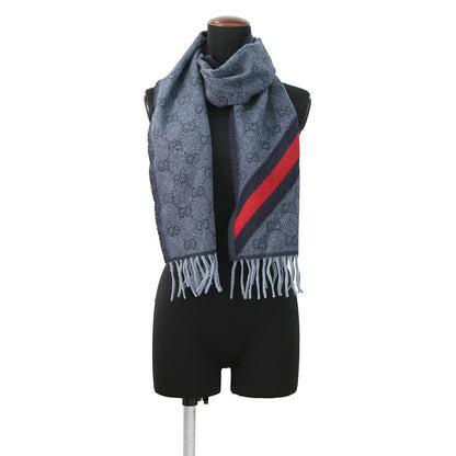 GUCCI Webbing line Scarf Midnight Blue570603 3GB18 4068 Wool 75% Alpaca25%