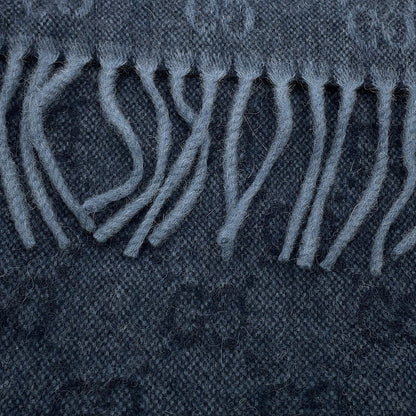 GUCCI Webbing line Scarf Midnight Blue570603 3GB18 4068 Wool 75% Alpaca25%