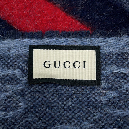 GUCCI Webbing line Scarf Midnight Blue570603 3GB18 4068 Wool 75% Alpaca25%