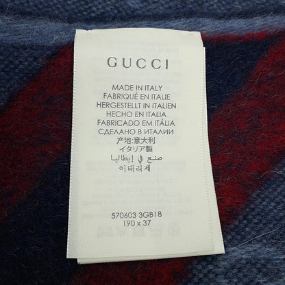 GUCCI Webbing line Scarf Midnight Blue570603 3GB18 4068 Wool 75% Alpaca25%