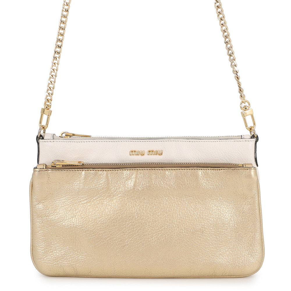MIUMIU ChainShoulder Bag White/Gold Leather