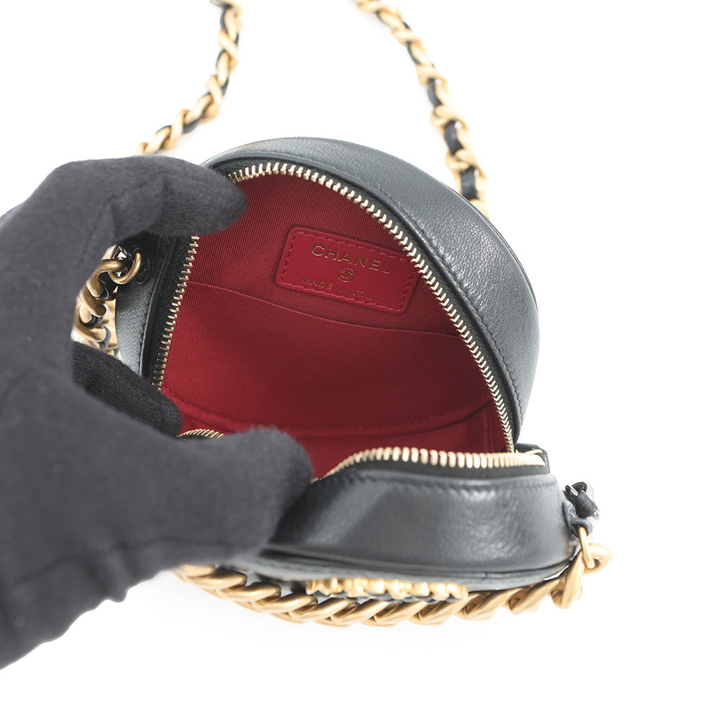 CHANEL CHANEL19 Round ChainShoulder Bag BlackAP0945 Lambskin