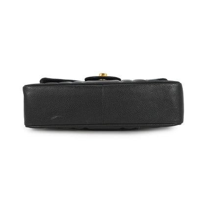 CHANEL Mademoiselle Chain Shoulder Bag Black Caviar Leather Size 30