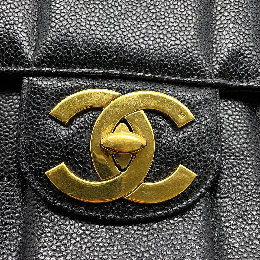 CHANEL Mademoiselle Chain Shoulder Bag Black Caviar Leather Size 30