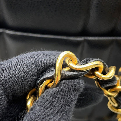 CHANEL Mademoiselle Chain Shoulder Bag Black Caviar Leather Size 30