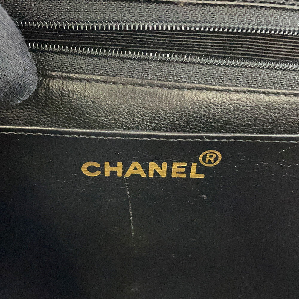 CHANEL Mademoiselle Chain Shoulder Bag Black Caviar Leather Size 30