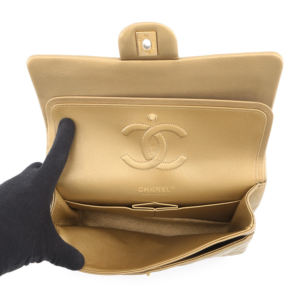 CHANEL Matelasse Egyptian Bag Charm Chain Shoulder Bag GoldA01112 Lambskin Size 25