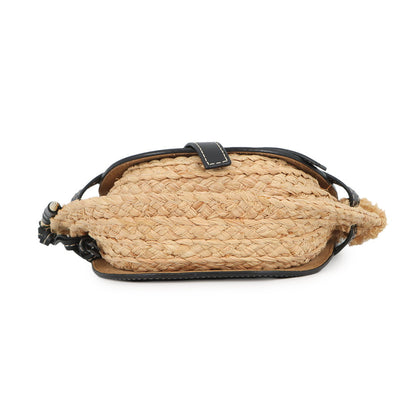 LOEWE Gate Shoulder Bag Black/Natural329.13.U62 Raffia Leather Size Mini