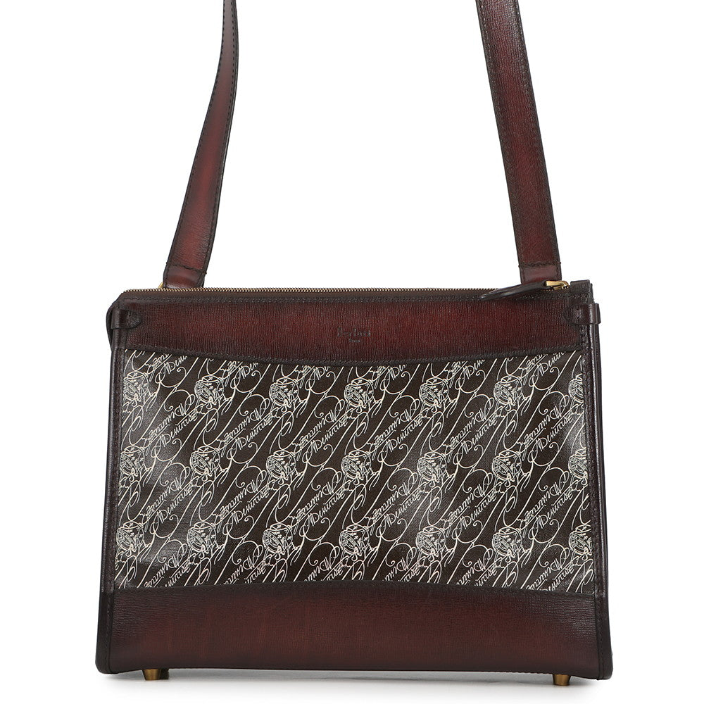 Berluti Musette Toile Marbouf Messenger Bag Brown Leather