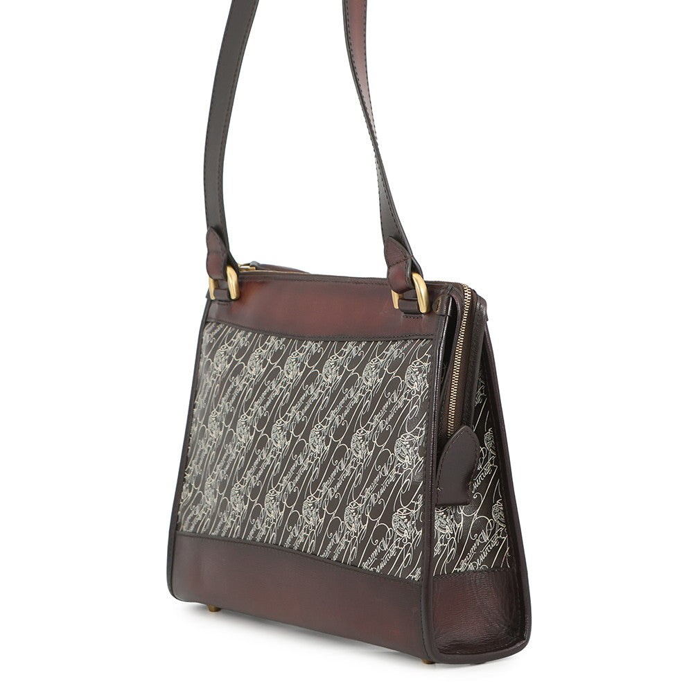 Berluti Musette Toile Marbouf Messenger Bag Brown Leather