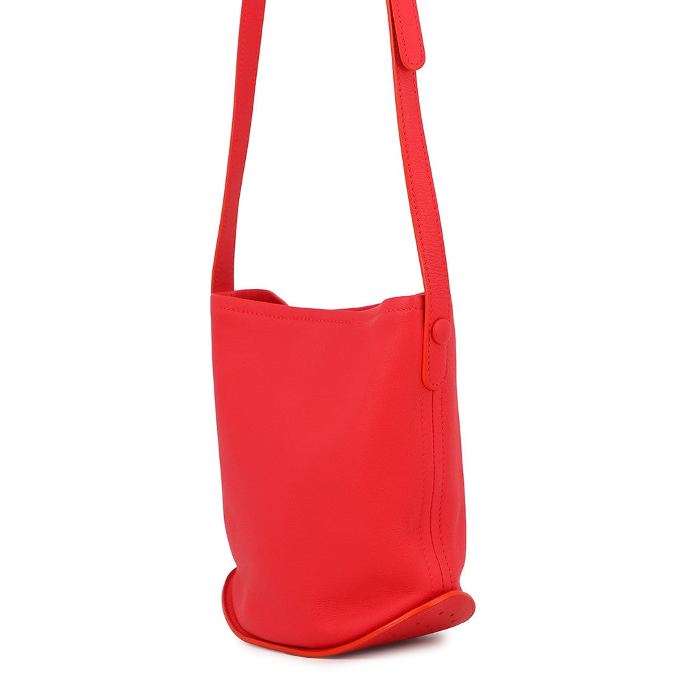 Delvaux Bread Shoulder Bag Red Leather