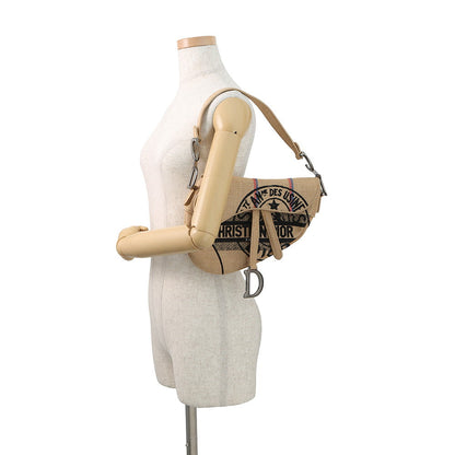 Dior Dior Union Motif Jute Saddle Shoulder Bag BeigeM0446BRUW_M918 Canvas