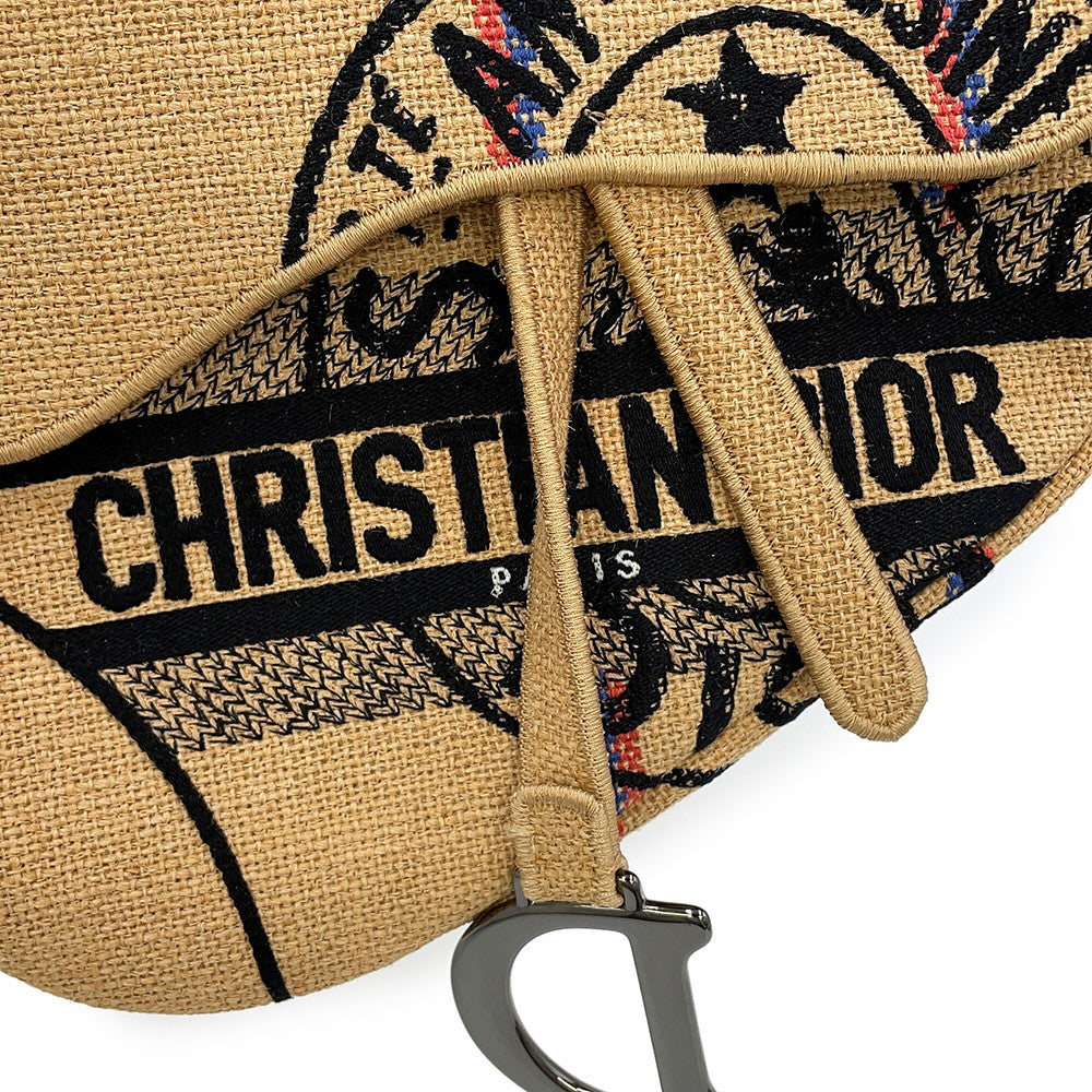 Dior Dior Union Motif Jute Saddle Shoulder Bag BeigeM0446BRUW_M918 Canvas