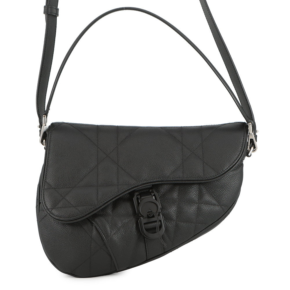 Dior Maxi Canage Saddle Twin Shoulder Bag Black1ADPO306MNE_H00N Calf Leather